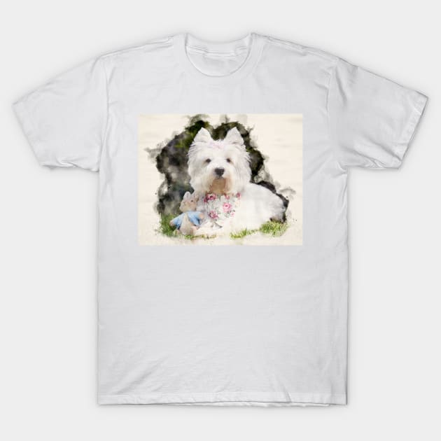 Watercolour westie T-Shirt by princess-pirate